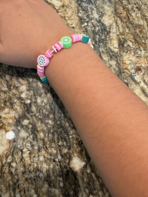 beaded bracelet for girls with pineapple and fruit charms