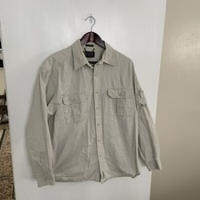 Vintage Eddie Bauer Legend Elkhorn Shirt Button Up Long Sleeve Large Light Beige