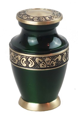 Miniatur Smaragdgrün und Gold Olympia Halter Urne Asche Cremes Denkmal