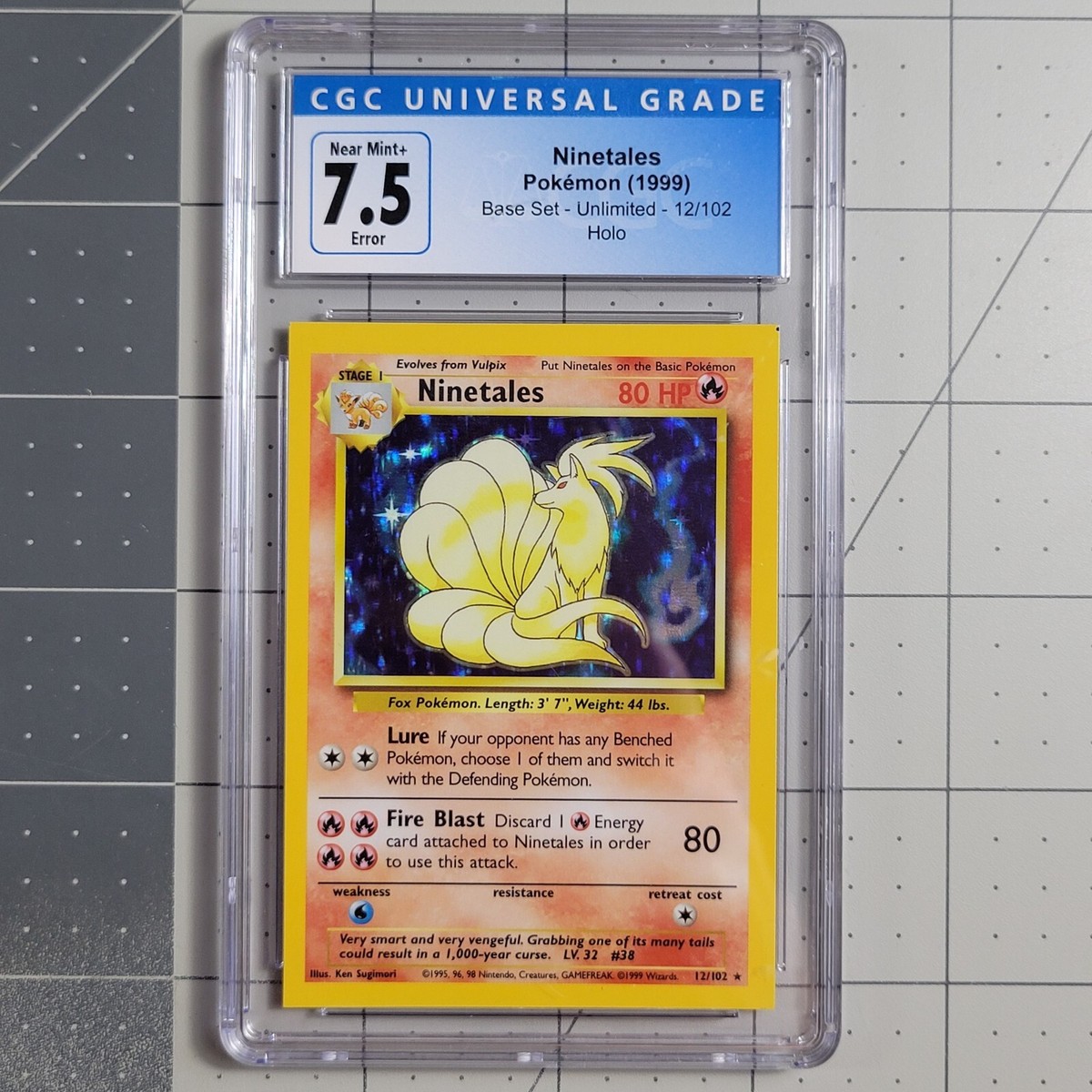 Ninetales Square Cut Miscut Error NFC Base Set Holo Pokemon Ninetales Square Cut Miscut Error NFC Base Set Holo Pokemon