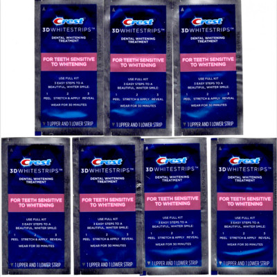 7 CREST SENSITIVE Whitestrips White Strips Teeth Dental Whitening Level 7 NEW