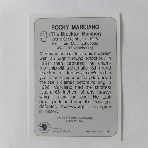 1991 AWS All World Sports Boxing Cards Singles Inserts (1 to 149) Pick Your Card - Picture 203 of 282