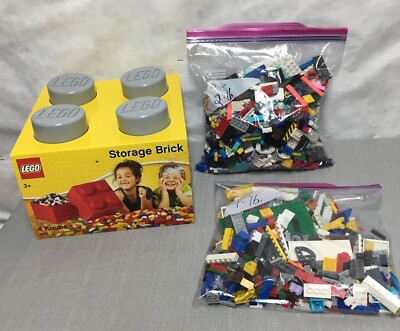 LEGO Storage 4 Stud Box Gray Brick Box Block Container Plus 3 lbs. Lot ...