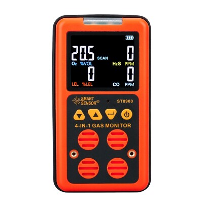Portable 4 in 1 Multi-Gas Monitor ST8900 O2 H2S CO LEL Combustible Gas detector