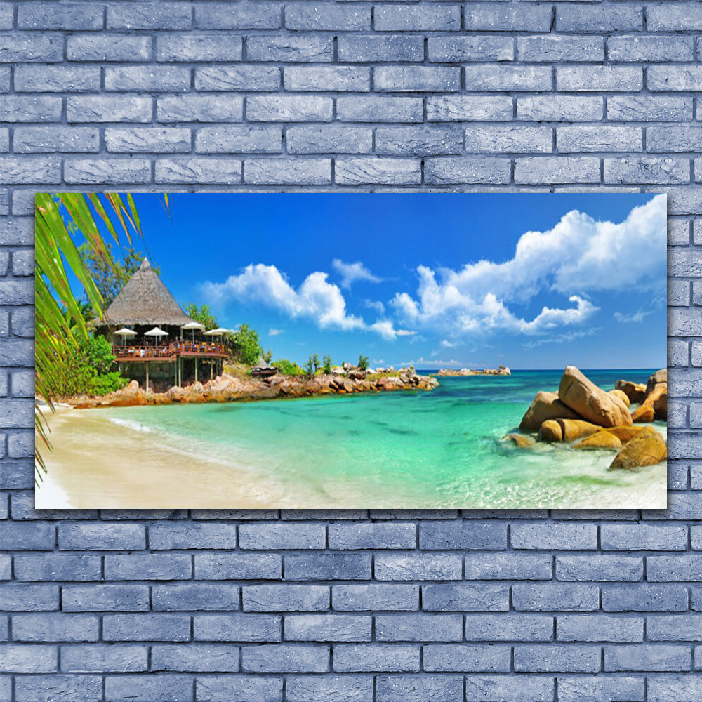 Tableau Plexiglas Plage 140x70 | Solution Déco Murale Anti-Humidité pour Salle de Bain