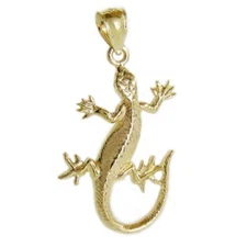 New 14k Yellow Gold Lizard Pendant