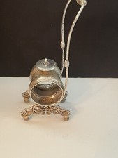 Victorian S/P  Napkin Ring With Carriage Handle Unmarked MERIDEN? Fancy legs.