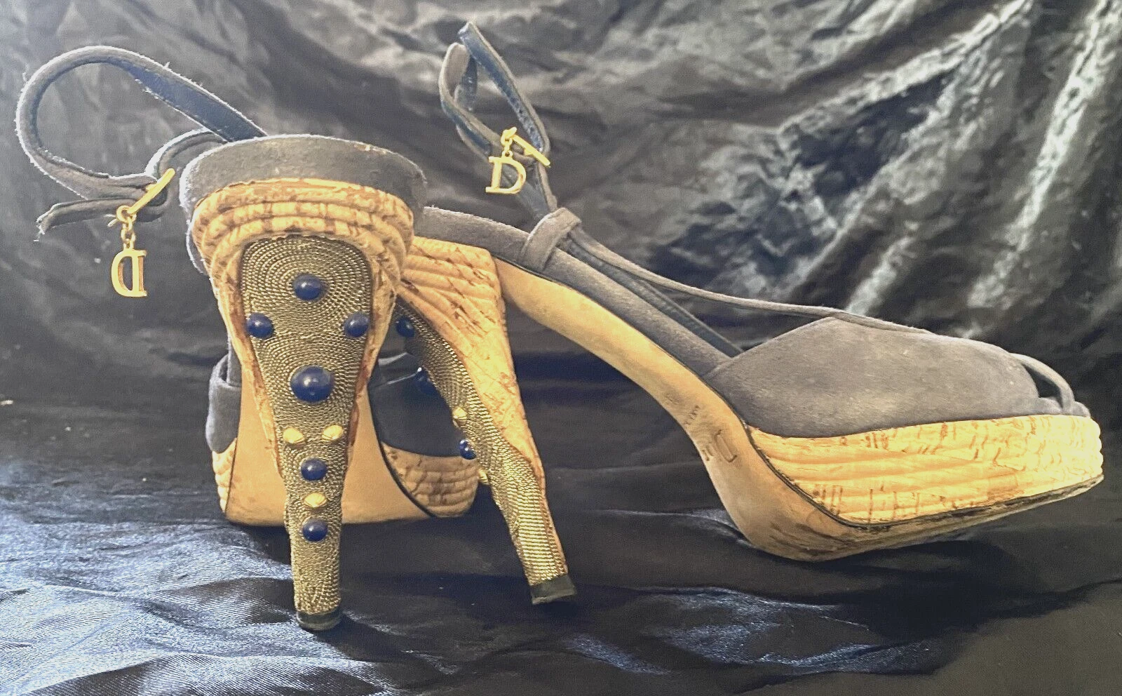 Escarpins Christian Dior Sandalettes EU 38,5 John Galliano bleu chaussures US 8,5 bleu