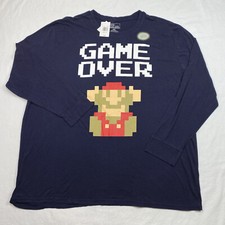 Super Mario Bros Graphic T Shirt sz 3XL Blue GAME OVER Retro Gamer Pixel NEW