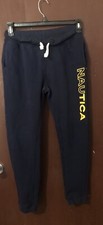 Vintage Nautica Sweatpants Boys L 14/16 Navy and Yellow writing