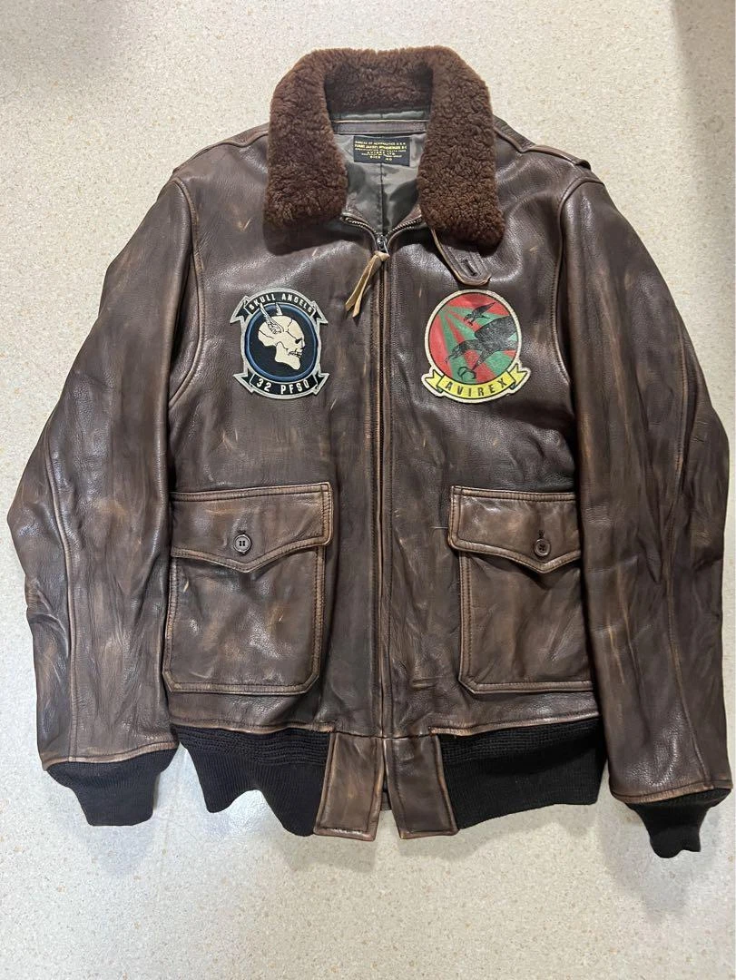 Avirex Type G-1 Bomber Jacket Leather Men's Size 40 Patch Accents Brown  Vintage