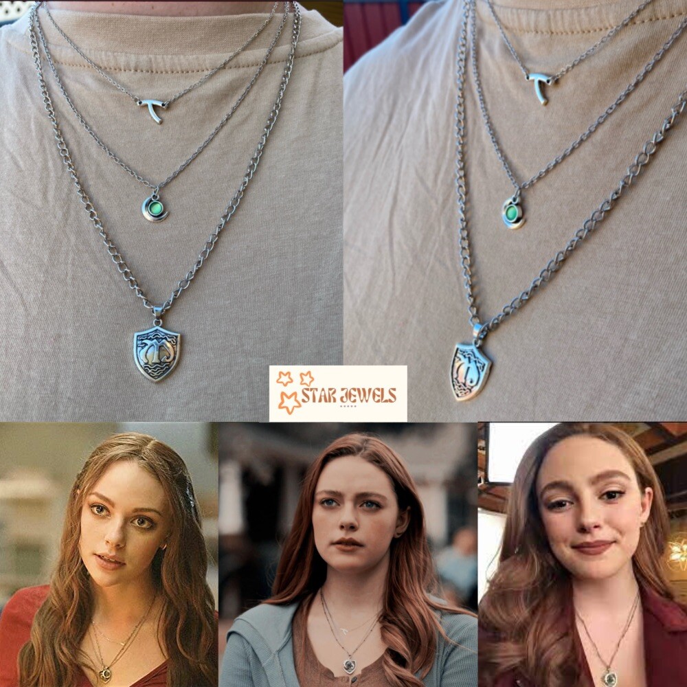 3Pcs Hope Mikaelson Legacies 3 Layer Family Crest Wishbone Moon
