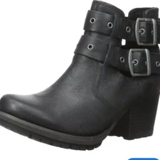 CAT Women Ankle Tora Moto Leather Heels Boots shoes sz 7