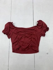 Shein Womens Red Short Sleeve Crop Blouse Size Large