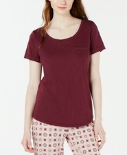 Charter Club Short Sleeve Knit Pajama Top Wine Size XS