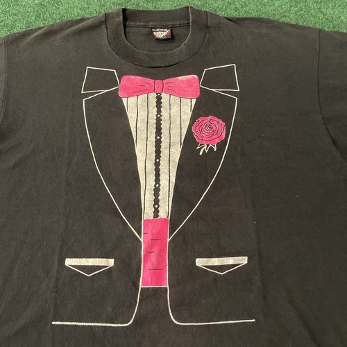 Vintage Tuxedo Single Stitch Black Men’s T-Shirt Size XL Screen Stars Best - Picture 2 of 14