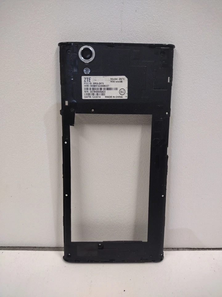 Original ZTE ZMAX Z970 Black Mid Frame Back Housing Camera Lens Replacement OEM  - Image 3 of 3
