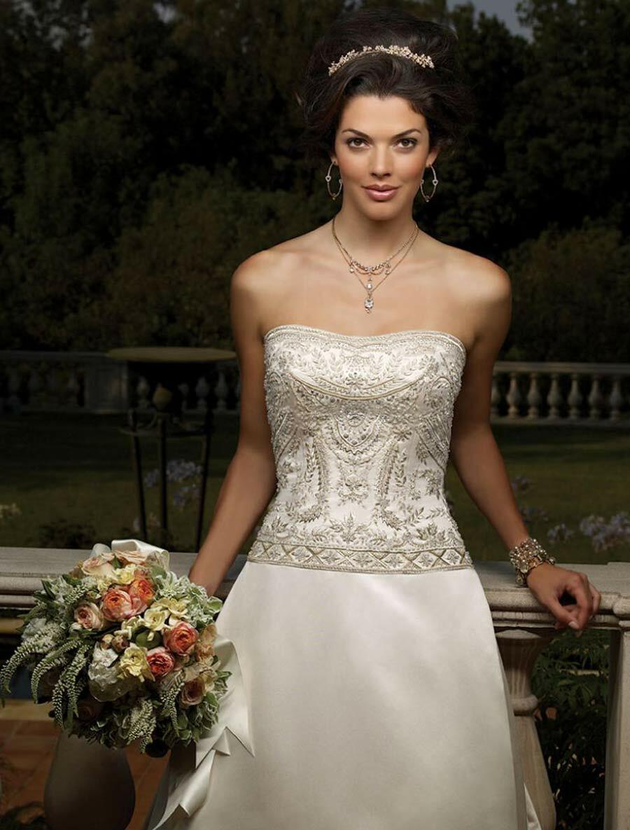 Casablanca Bridal Aline Wedding Dress Champagne Beaded Satin Ballgown 1859  sz 30 | eBay