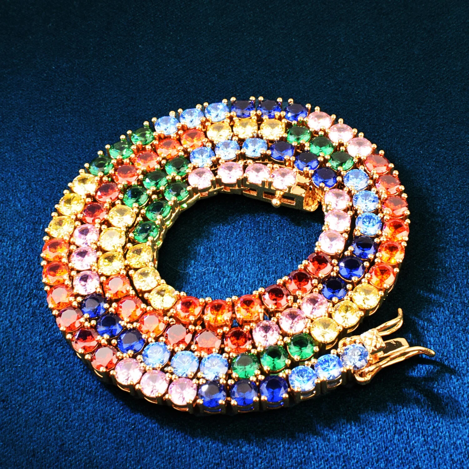 Colored Zircon Tennis Chain 4mm Necklace Choker For Men Women