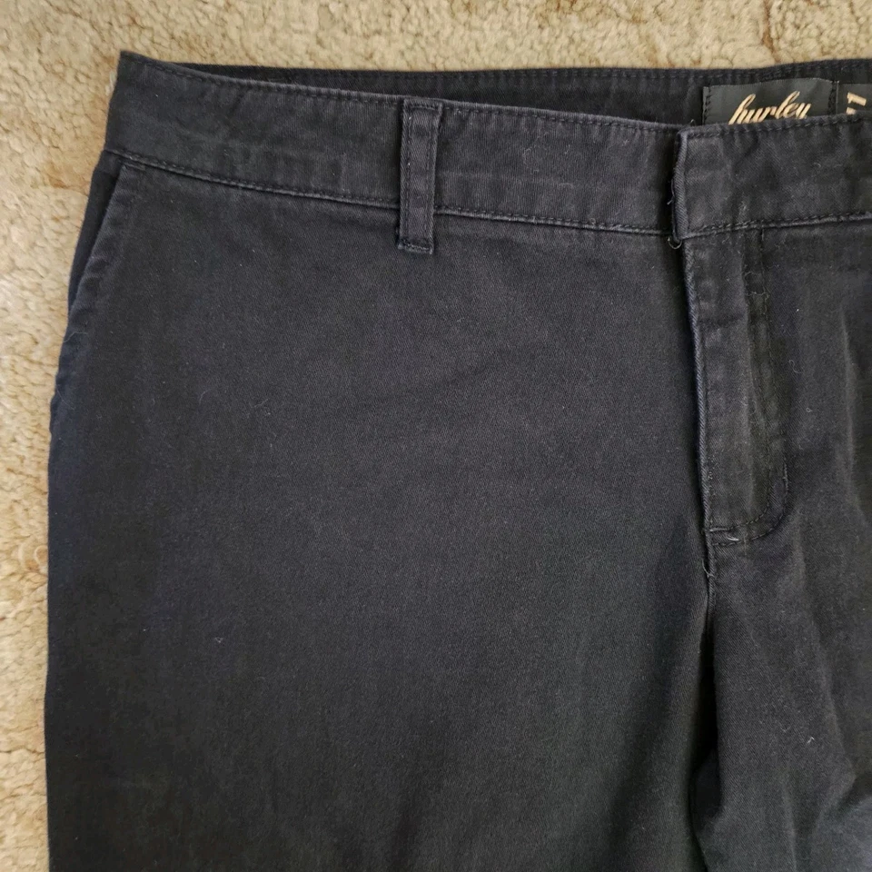 Pantalones chinos ligeros Hurley para mujer Low Rider elásticos bootcut negros talla 11 Foto 4 de 4