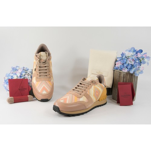 Valentino Orange Rockstud Nylon Suede 