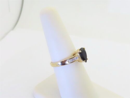 Natural Black Sapphire Diamond Ring Engagement Bridal Rings 10k Gold US 7 R1739 - Picture 6 of 9