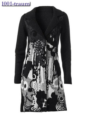 Strickmantel Mantel Longstrickjacke Linea Tesini Heine schwarz