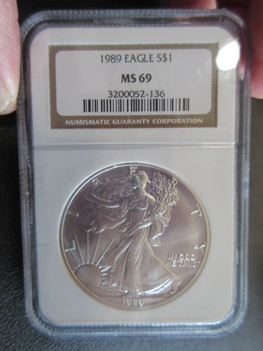 1989 Silver Eagle  NGC MS 69 Brown Label Pristine NO SPOTS #3200052-136