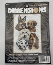 Dimensions "Canine Charm" Cross Stitch Kit 6726 Dog Theme 1997 