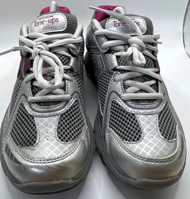 Skechers 6.5 Silver Tone Ups Shoes Womens Purple Running Shape Sneakers Vintage 
