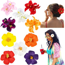 10 Pcs Hawaiian Flower Hair Clips for Women, Plumeria Hibiscus Hair Clips, Artif
