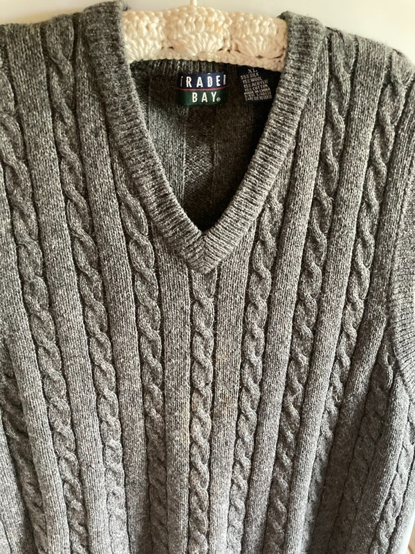 Trader Bay Silk/ Wool/Cotton Grey Vest Cable  XL 54" ABTUC