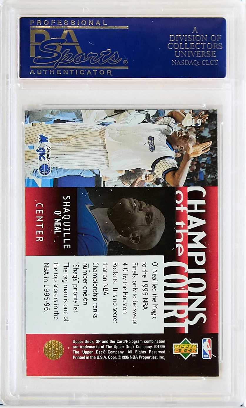 1995 SP Championship #C19 Shaquille O'Neal Champions of the Court PSA 10 POP 5 view 2