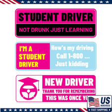Funny New Driver Magnet Car, Student Driver Bumper Sticker, ReflectiColor: White