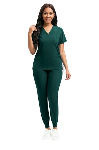Stretch Medical Nurse Scrub Uniform Women Scrub Set V-Neck Top Jogger Pants - Picture 94 of 94