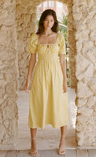 NEW ~ 14 / 3XL / 16 ~ FAITHFULL THE BRAND ~ FLORA MIDI DRESS mari check milkmaid