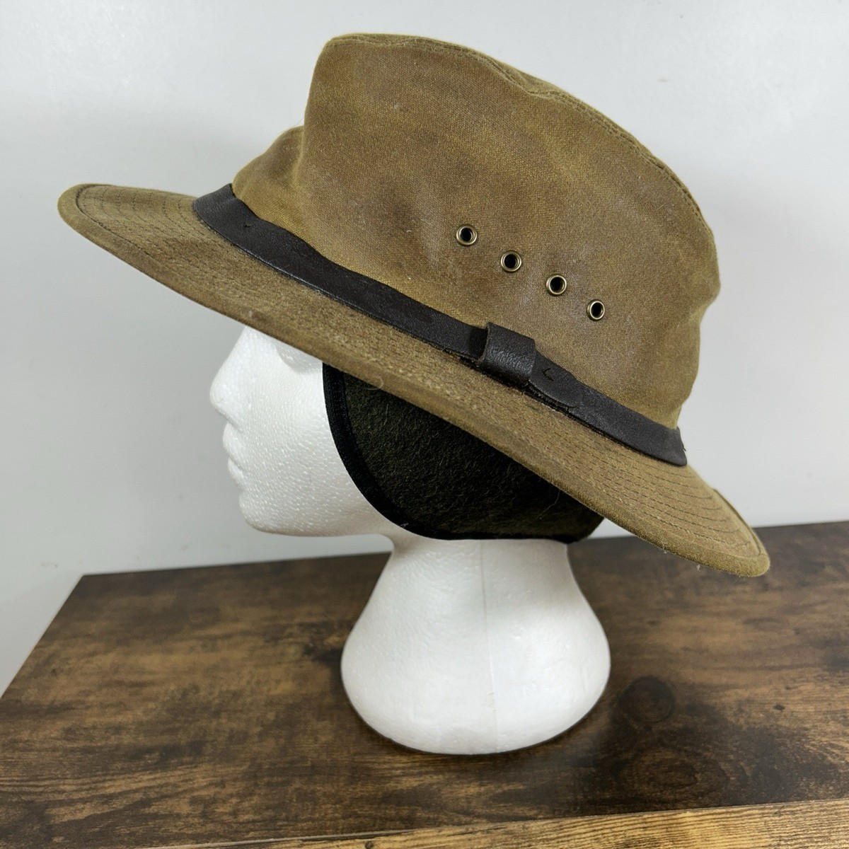 Filson Tin Cloth Packer Hat XL Dark Tan Insulated with Ear Flap