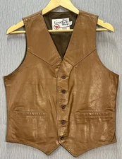 The Leather Shop Sears Mens  Vest Western SZ: 38 Button Front Cowboy Vintage 70s