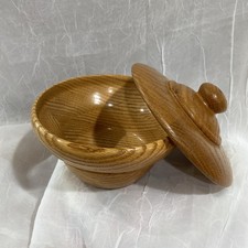 Vintage Hand Turned Wooden Bowl w/ Lid. 6.5 Inches Signed