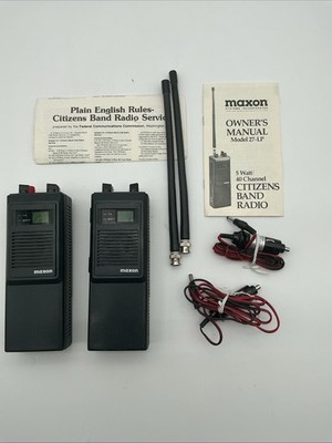 Maxon 27-LP CB Radios Lot of 2 Handheld 40 Channel w/ Antennas Manual 