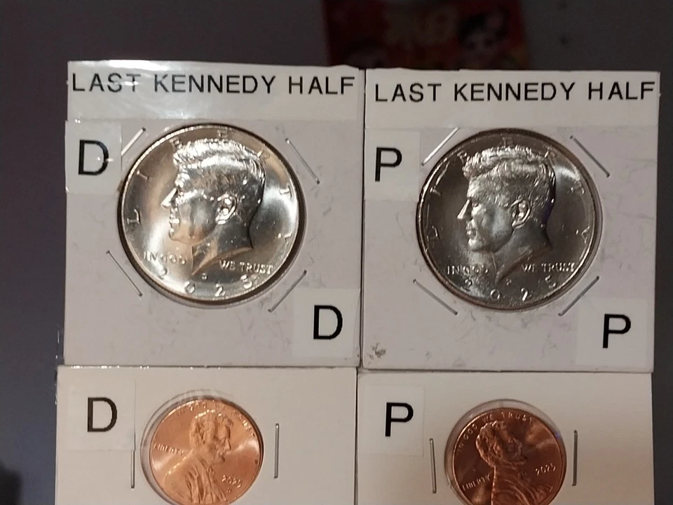 KENNEDY HALF DOLLARS 2025 P AND D PLUS LAST OF THE LINCOLN CENTS  8 COIN  SET  - Image 2 of 4