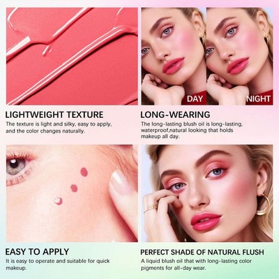 Color Changing Blush Oil For Cheeks Lightweight Clear Green Liquid Blush 6.5 SET