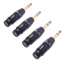 SINUS LIVE 4 Packs Real Gold XLR Female Male to 1/4" TRS Adapter, Black