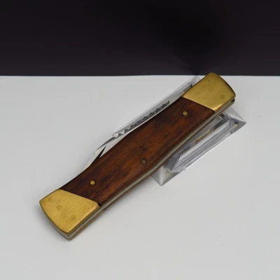 Vintage Taschenmesser Holz Messing Klappmesser Handarbeit 1970er Jagdmesser - Bild 1 von 4
