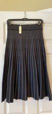 New Max Studio Black Skirt With Vertical Gray Stripes, Size Medium