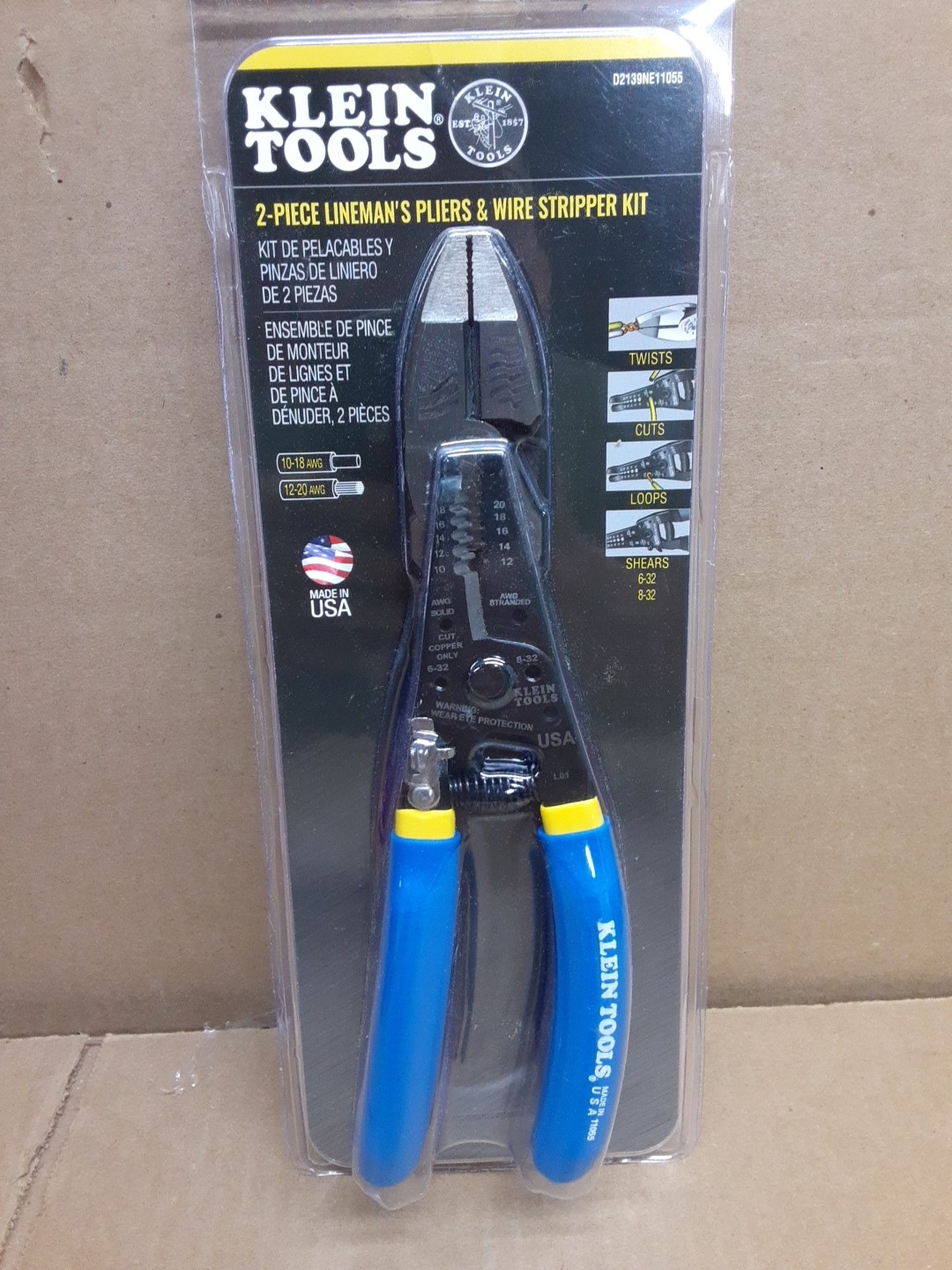 Klein Tools 2-Piece Lindman Pliers and Wire Stripper Kit D2139NE11055