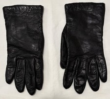 Italian Soft Leather 100 Cashmere Lined Women  s Black Gloves Size 7