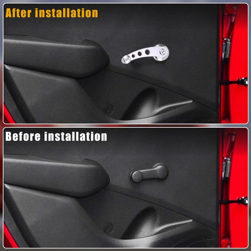 Manivela de ventana de aluminio Billet 2 piezas bobinadoras coche camión puerta de vidrio universal Foto 4 de 4