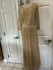 Wedtrend Womens Maxi Lace Dress Sz XL Formal Wedding 3/4 Sleeve Mother Of Bride