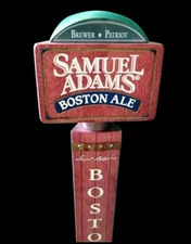 Samuel Sam Adams Boston Ale Logo Beer Tap Handle Brewer Patriot with Wood Stand